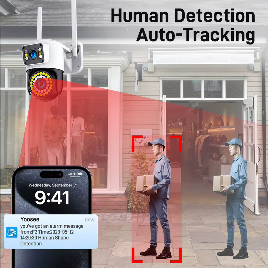 Yoosee 4K 8MP Dual Lens Outdoor Überwachungskamera mit Auto Tracking und Dual Screen Display, WiFi CCTV Sicherheitssystem, Weiß - Bild 4
