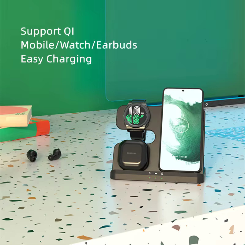 Samsung Galaxy 3-in-1 Kabelloses Ladegerät Schnelle Ladestation in Schwarz für Galaxy Z Flip Fold S26 Ultra und Galaxy Watch - Bild 4
