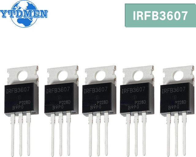 5er-Set YTDMEN IRFB3607PBF N-Kanal-MOSFET Feldeffekttransistoren, 75V 80A, Farbe: Schwarz - Bild 1