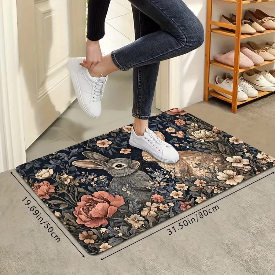 VIKAMA Kaninchen-Teppich rutschfest und wasserdicht als weiche Fußmatte für Wohnzimmer, Schlafzimmer, Küche oder Garten - Bild 3