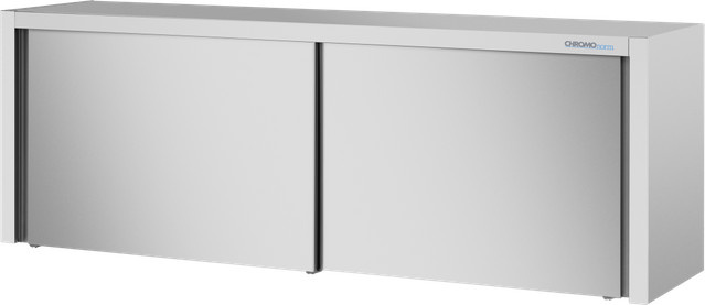 CHROMOnorm Wandhängeschrank aus Edelstahl mit Schiebetüren in Grau, B/H/T: 200 x 55 x 40 cm - Bild 1