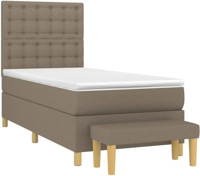 vidaXL Boxspringbett Hybrid mit Matratze und Taschenfedern in Taupe, B/T/H: 90 x 193 x 118 cm - Bild 1