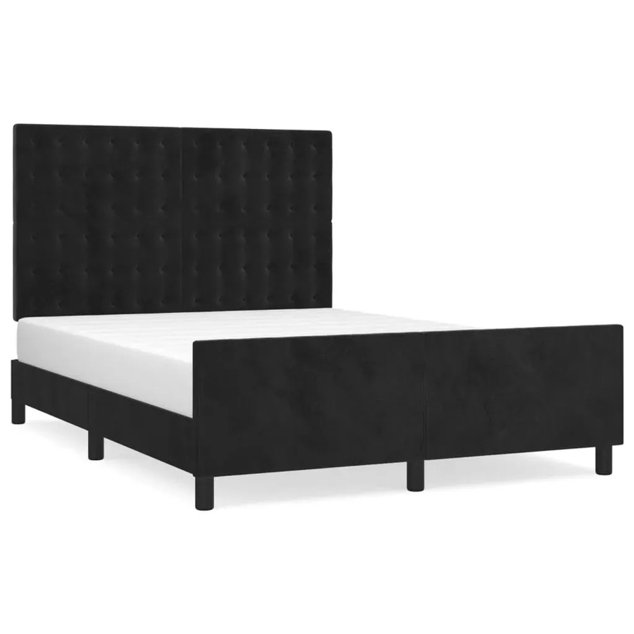 vidaXL Bettgestell mit Kopfteil aus Samt in Schwarz, B/T/H: 140 x 200 x 146 cm - Bild 2