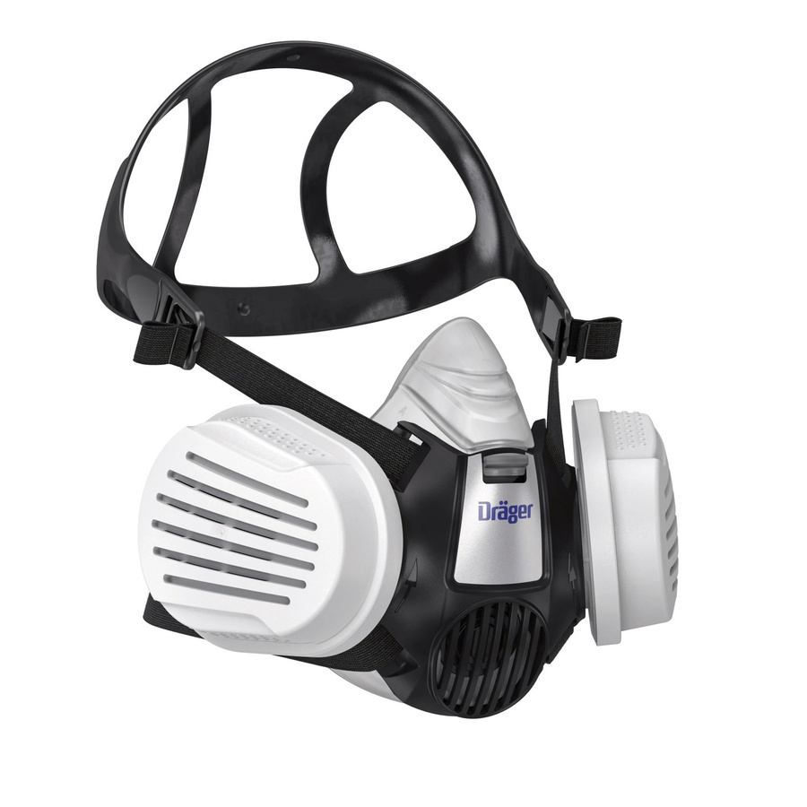 Dräger X-plore 3300 Halbmaske Handwerkerset mit P3-R-Filtern in Größe L, Schwarz-Weiß - Bild 2