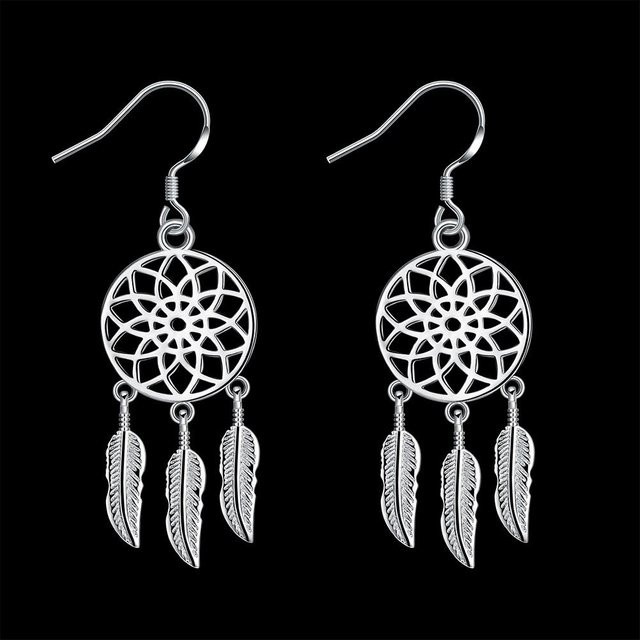 Wucifang Jewelry Traumfänger Ohrringe, 925 Silber, Weiß, Damen - Bild 1