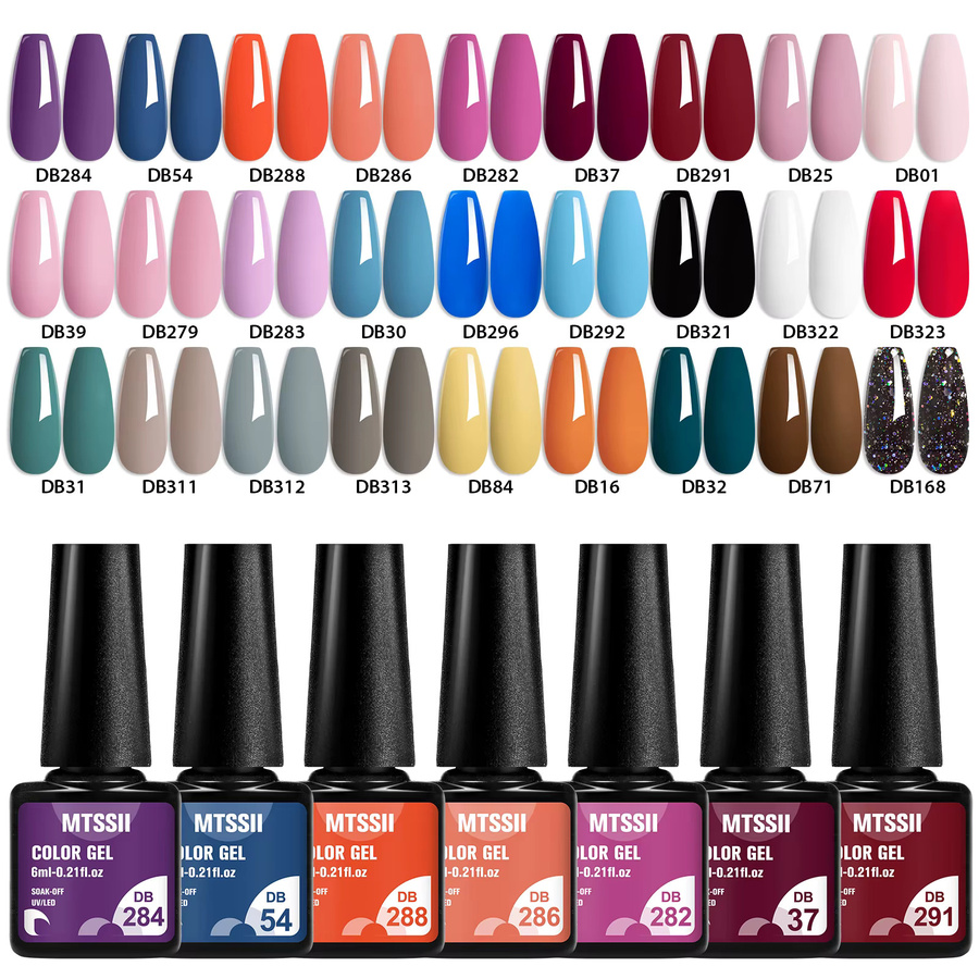 Mtssii Gel-Nagellack-Set, 27-teilig, rosa, rot, schimmernd, Soak Off - Bild 2
