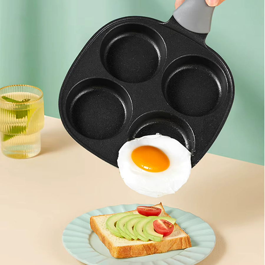 Cooker King 4-Tassen Eierpfanne aus Aluminium mit Antihaftbeschichtung in Schwarz und Weiß - Bild 3