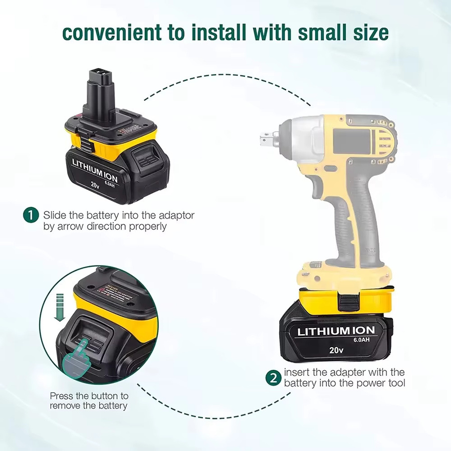 DCA1820 Batterieadapter Ersatz für DeWalt 18V auf 20V Adapter für DeWalt 18V Werkzeuge, Gelb - Bild 4