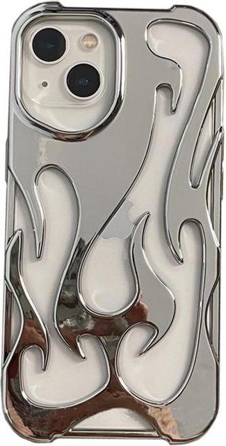 ASONPAI Handyhülle mit ausgehöhltem Flammenmuster für iPhone 11 bis iPhone 17 Pro Max in Silber - Bild 1