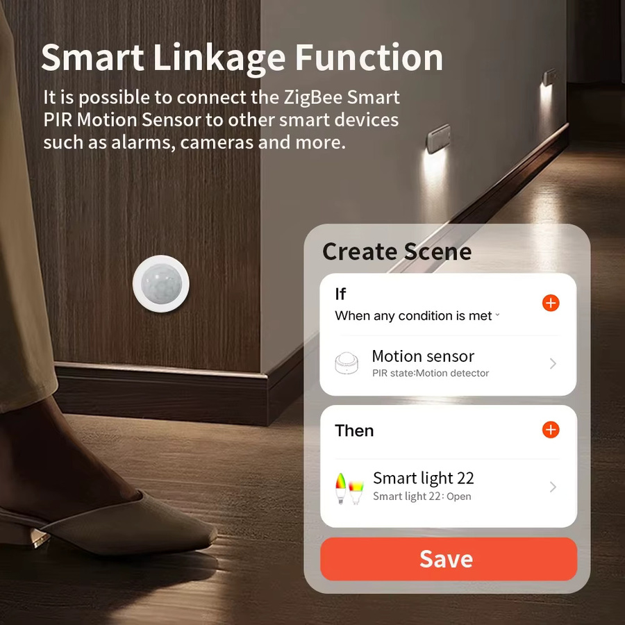 Zigbee 3.0 Mini PIR Bewegungsmelder Drahtloser Infrarot-Körperdetektor in Weiß für Smart Life APP Alexa und Google Home - Bild 5