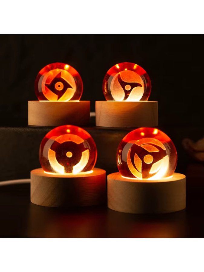 Potdemiel 7-teiliges Anime Sharingan Kristallkugel-Set mit LED-Lichtbasis in Rot für deine Desktop-Dekoration - Bild 3