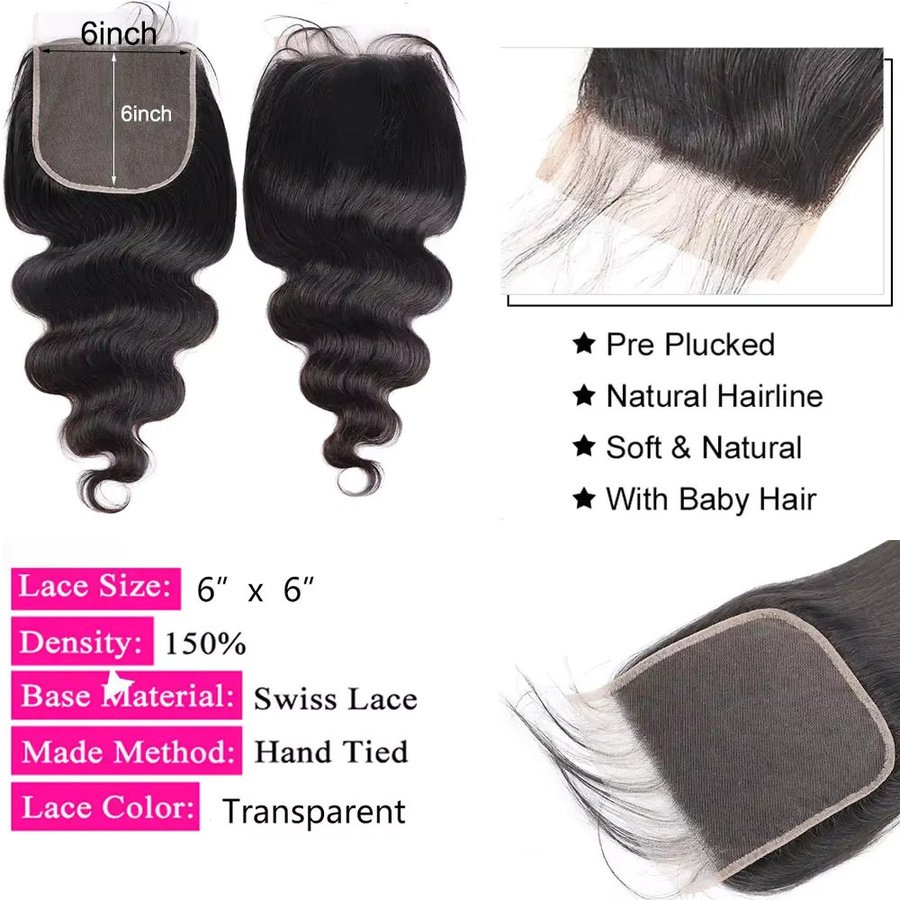 Linhua Haar Extensions Schweizer Spitze Brasilianisches Menschliches Haar, Damen - Bild 4