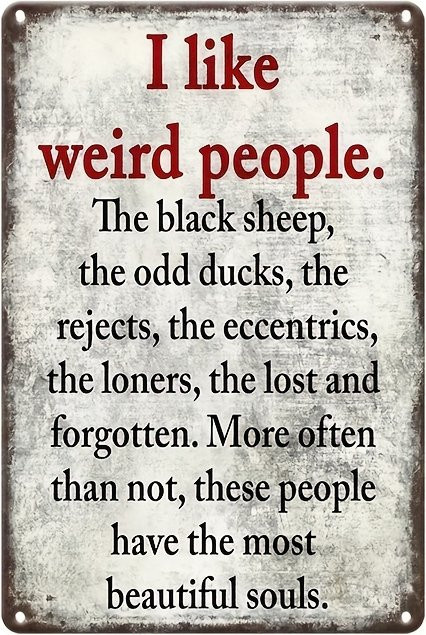 Potdemiel I Like Weird People Lustiges Vintage-Metallblechschild als Wanddeko - Bild 1