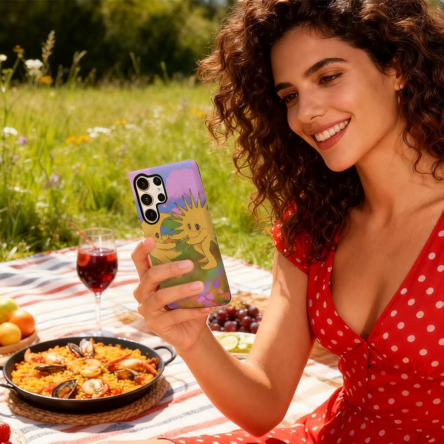 Handyhülle mit Sonnen- und Mondtanz-Design für Samsung Galaxy S25 Ultra, S24 und S23 Ultra Plus, glänzende doppellagige Rückseite, Multicolor - Bild 5