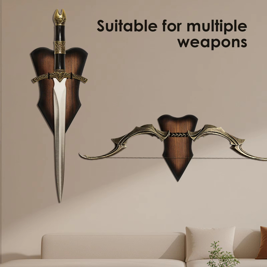 Willstar Wandhalterung aus Holz für Schwerter und Cosplay-Requisiten, Braun - Bild 2