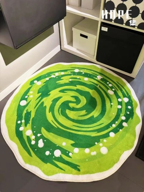 VIKAMA Runder Teppich in Grün mit abstraktem Design, rutschfest und schmutzabweisend, Durchmesser: 60 cm - Bild 1