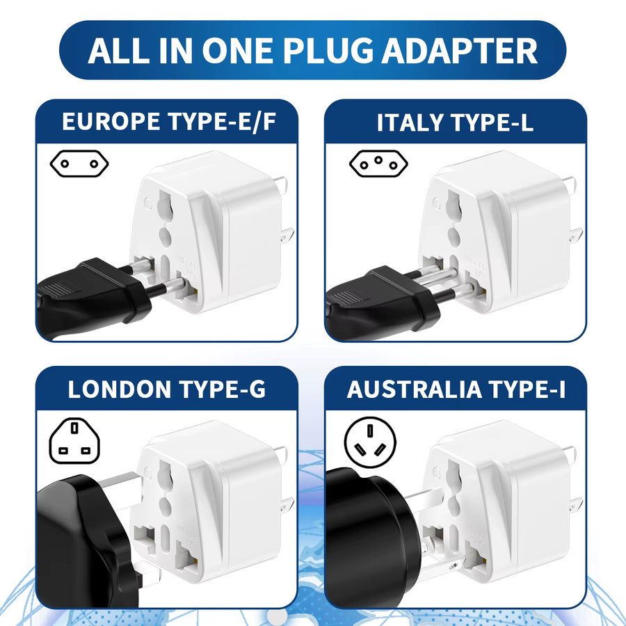 HITRENDS 3er Set Universal Reiseadapter Australien zu EU US UK Konverter in Weiß - Bild 2