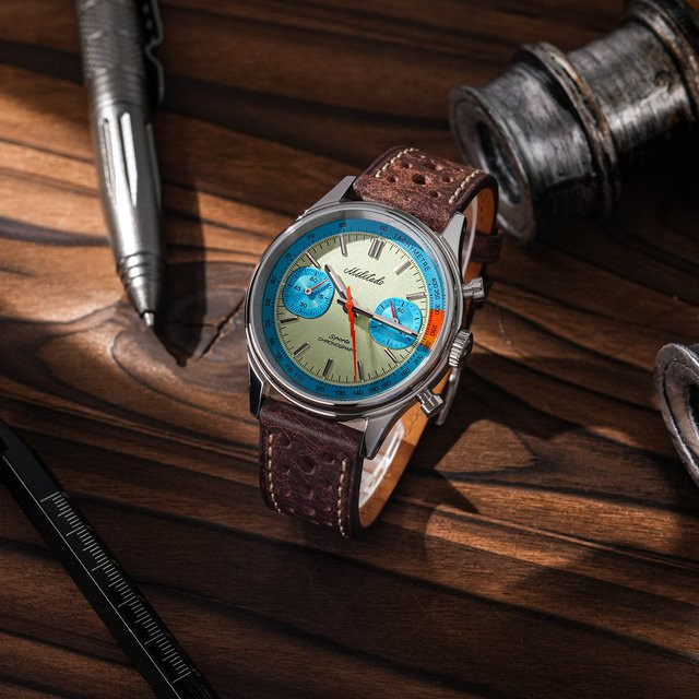 Militado Chronographenuhr, Quarz, Edelstahl, Leder, 40 mm, Herren - Bild 1