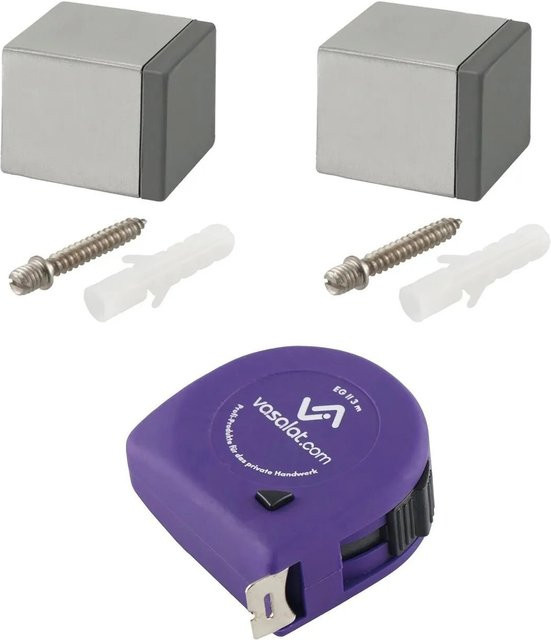 vasalat Set Türstopper Wandmontage mit Dämpfer aus Edelstahl in Silber Matt, B/H: 25 x 25 mm, Tiefe: 30 mm - Bild 1