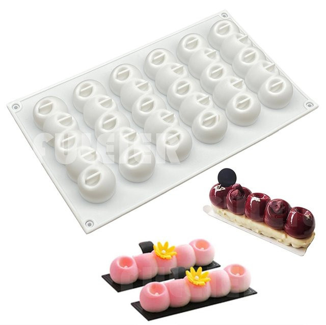 Silikon Backform für 3D-Maus-Desserts und Kuchen mit 6 konkaven Kugeln in Weiß - Bild 1