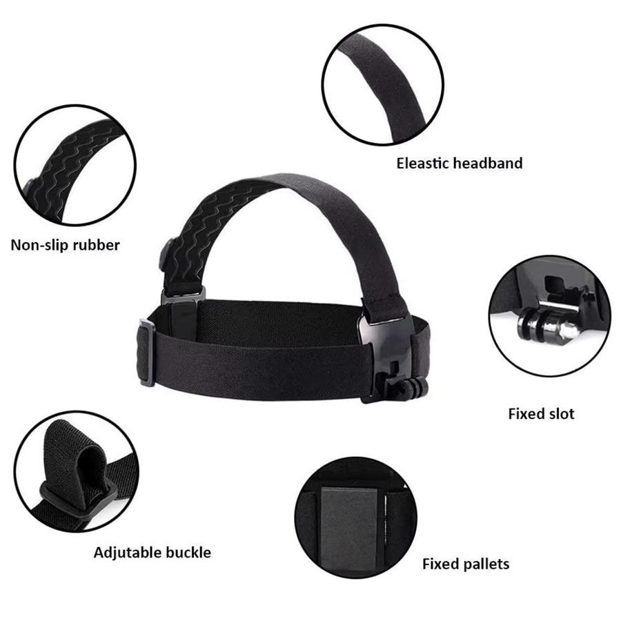 VeFly Verstellbare Kopfbandhalterung Stirnband in Schwarz für GoPro Hero 13 12 11 10 9 8 7 Insta360 und DJI Osmo Action 5 4 3 2 Kamerazubehör - Bild 3