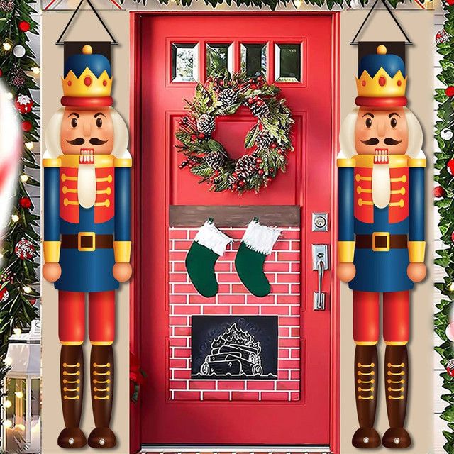 VIKAMA Paar Walnusssoldaten Weihnachts-Türpaare zur Dekoration - Bild 1