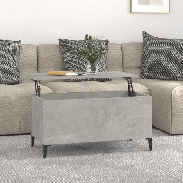 vidaXL Couchtisch Modell 1 in Betongrau mit höhenverstellbarer Lift-up Platte aus Holzwerkstoff und Metall, B/T/H: 90 x 44,5 x 45 cm - Bild 1