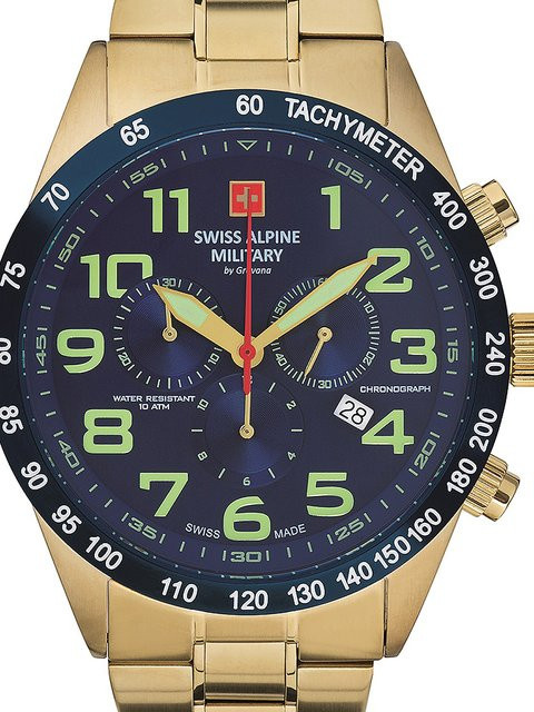 Swiss Alpine Military Chronograph, Quarz, Edelstahl, Blau, 45 mm, Herren - Bild 1