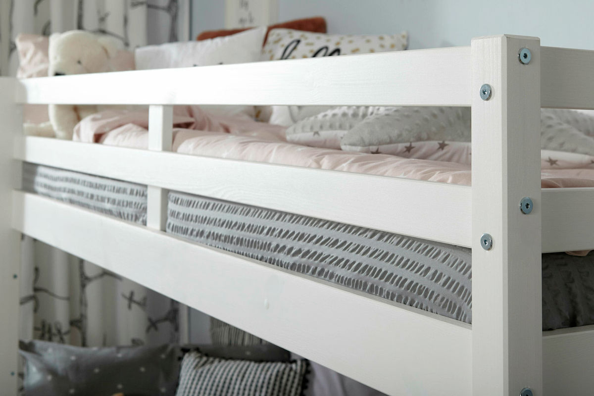 TiCAA Etagenbett Finn aus Kiefer in Weiß, Modernes Kinderbett aus Massivholz, H: 209 cm, B: 96 cm, T: 75 cm - Bild 2