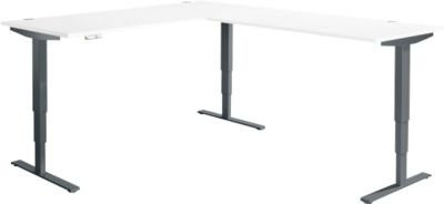 Elektrisch höhenverstellbarer Winkelschreibtisch AERO FLEX in Weiß/Anthrazit mit T-Fuß und Memorypanel, Breite: 200 cm, Tiefe: 240 cm - Bild 1