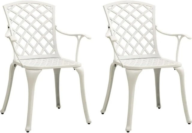 Furnicato Gartenstühle Set aus 2 Stück in Weiß aus Aluminiumguss mit Armlehnen - Bild 1