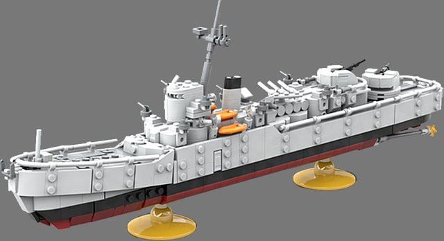 GOBRICKS MOC Navy Zerstörer, Bausteine Modell, Grau - Bild 1