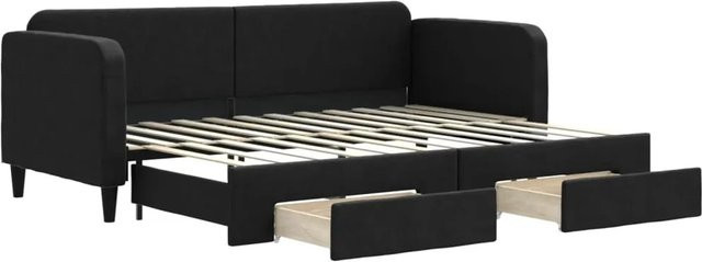 vidaXL Tagesbett ausziehbar mit Schubladen in Schwarz B/T/H: 80 x 200 x 75 cm - Bild 1