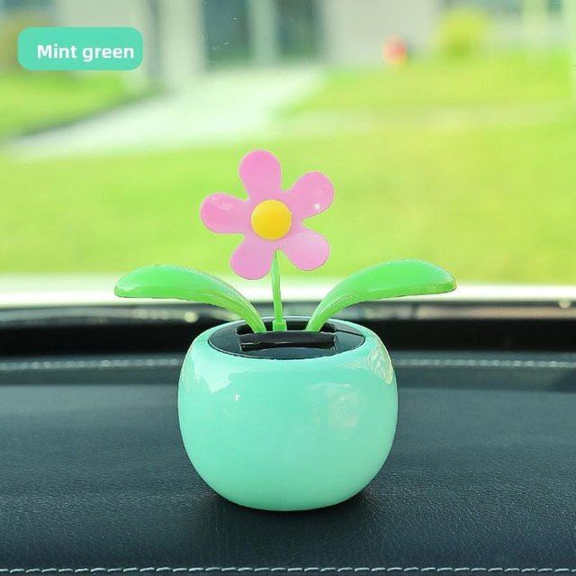 Solarbetriebene wackelnde Sonnenblumen Auto-Dekoration von PISEN 3C in Lemon Green - Bild 1