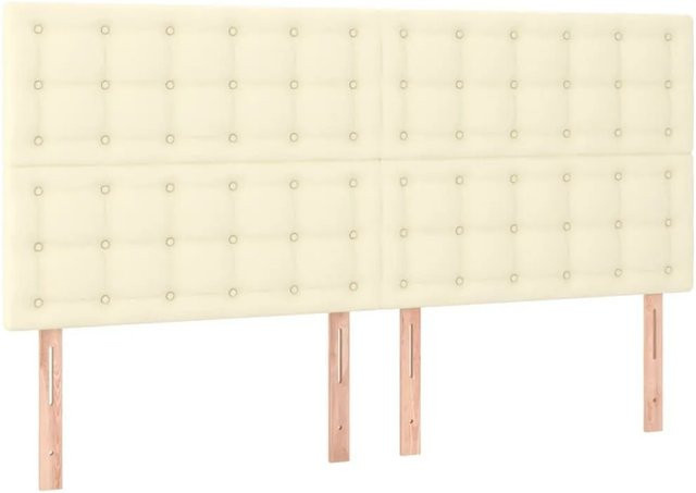 vidaXL Kopfteil Bett in Creme mit Kunstleder, Breite: 160 cm, Tiefe: 5 cm, Höhe: 118 cm bis 128 cm - Bild 1