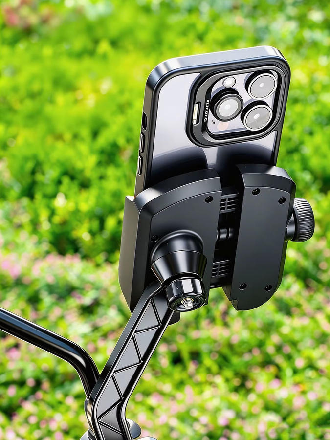 Wasserdichte und stoßfeste Motorrad-Handyhalterung in Schwarz für E-Bike-Navigation und GPS mit Lenkerklemme - Bild 3