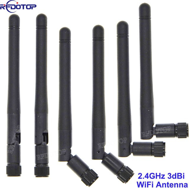 RFDOTOP 50er Set 2,4 GHz WiFi Antennen mit 3dBi Verstärkung in Schwarz mit SMA oder RP-SMA Stecker für Wireless Router - Bild 1