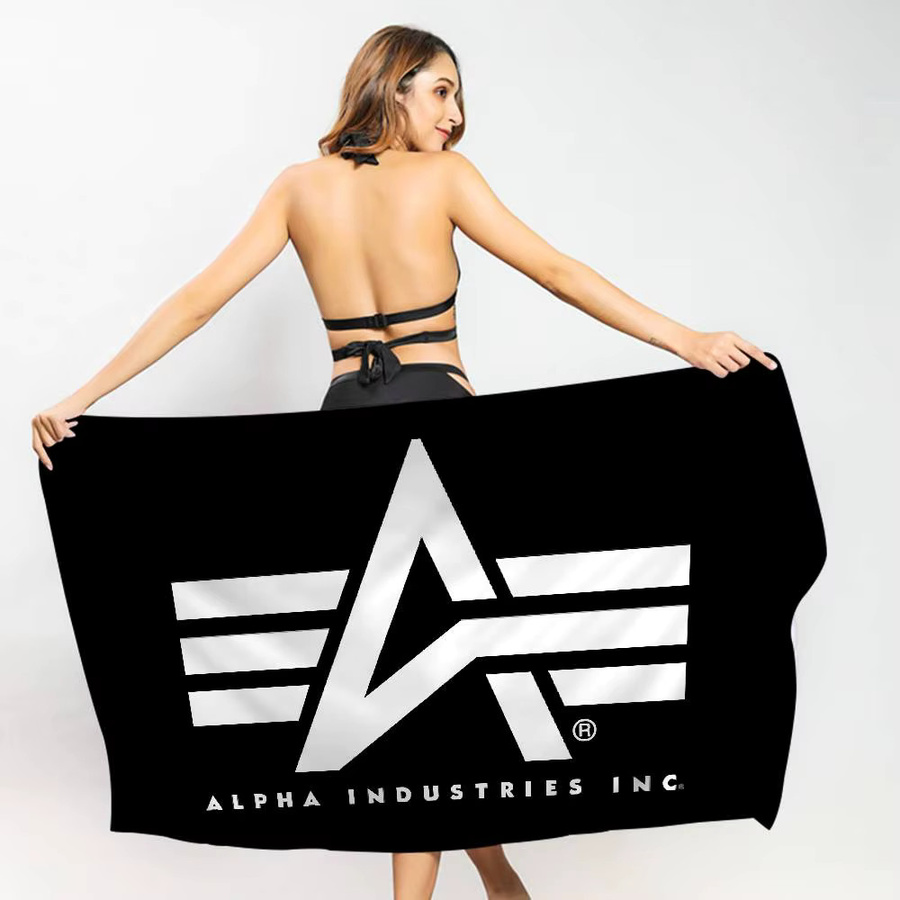 Alpha La Industries Mikrofaser Strandtuch Potdemiel Schwarz Unisex Saugfähig und Weich - Bild 5