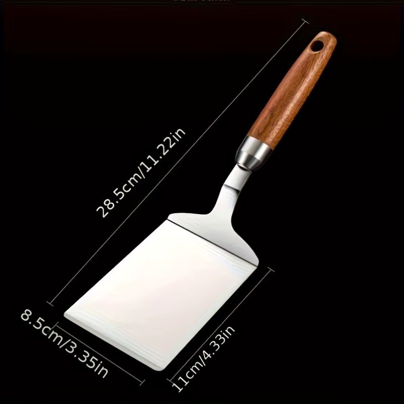 Edelstahl-Schaufel mit Holzgriff in Silber für Grillen und Kochen - Bild 1