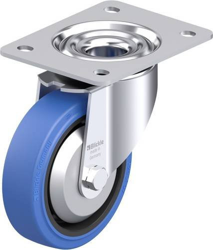 Blickle Stahlblech-Lenkrolle LK-POEV 125KAD-3-SB-FA in Schwarz und Blau mit 125 mm Rad-Durchmesser und einer Tragfähigkeit von 250 kg - Bild 1
