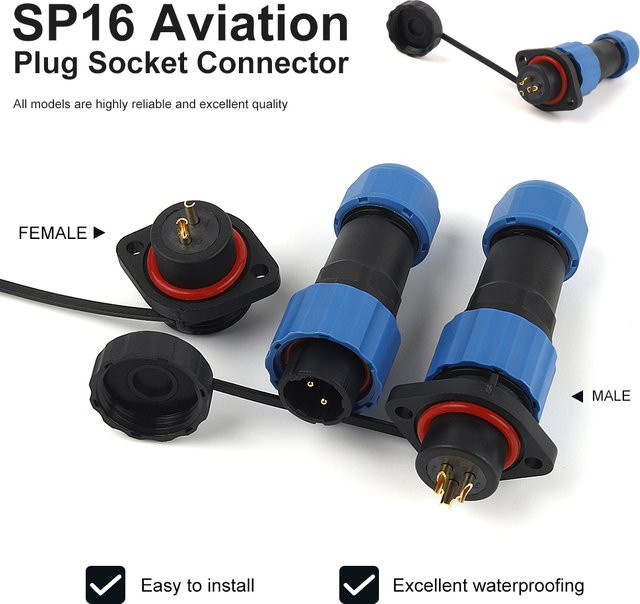 DIY GO SP16 Wasserdichter Steckverbinder Flanschtyp IP68 Luftfahrt-Stecker und Buchse für Stoßdrahtkabel Panel-Anschlüsse - Bild 1