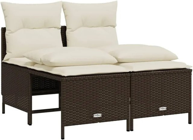 vidaXL 4-teilige Garten-Sofagarnitur aus braunem Poly-Rattan mit Kissen und pulverbeschichtetem Stahlgestell - Bild 1