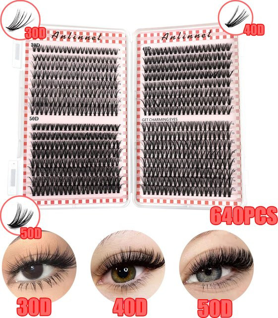 zhonghuirong Wimpernverlängerungsset, 640 Stück, Black, Unisex - Bild 1