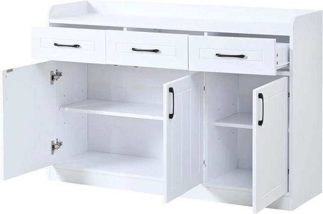 okwish Sideboard mit Schubladen und Türen in Weiß, modern und matt, B/H/T: 120 x 80 x 35 cm - Bild 1