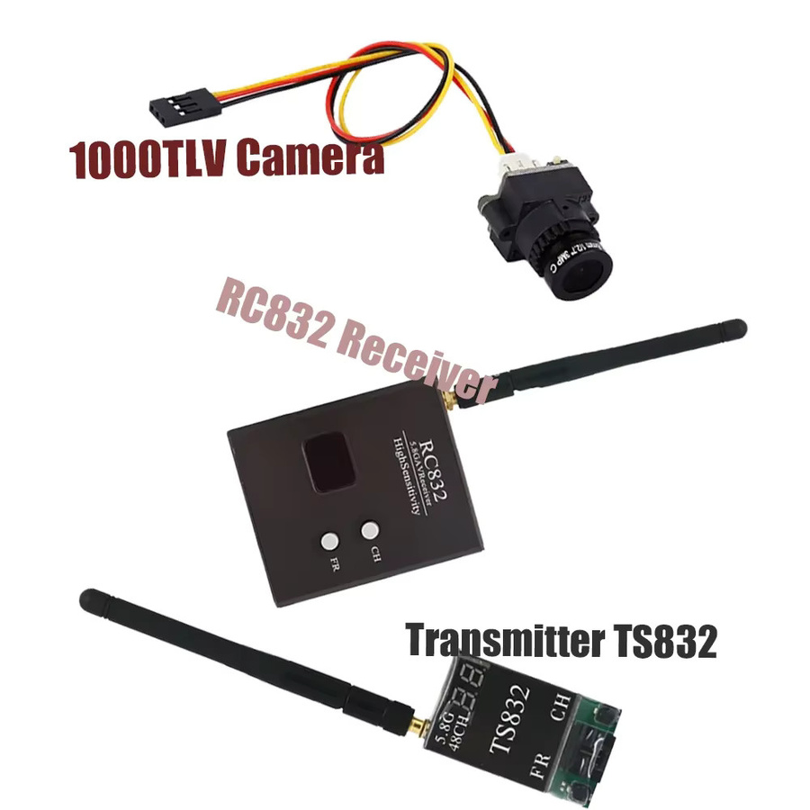 QX-MOTOR FPV Kamera Set mit TS832 Empfänger, RC832 Empfänger und 1000TVL Kamera in Schwarz für Multicopter und RC Quadcopter - Bild 3