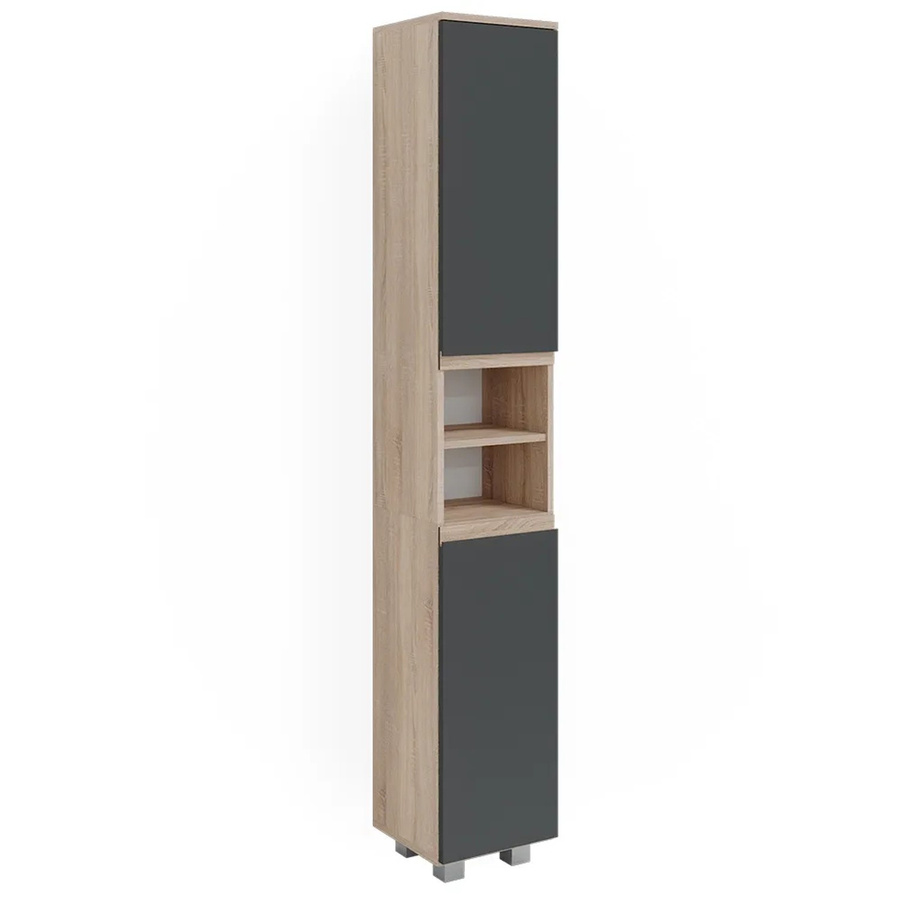 Vicco Badschrank J-Shape Hochschrank Badezimmer Sonoma Anthrazit B: 30 cm, H: 190 cm - Bild 3