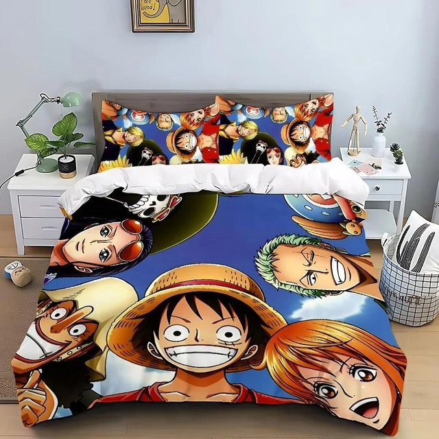 Allbestart One Piece Luffy Bettwäscheset aus Mikrofaser, Motiv Anime, Mehrfarbig, B/H: 90 x 190 cm - Bild 1