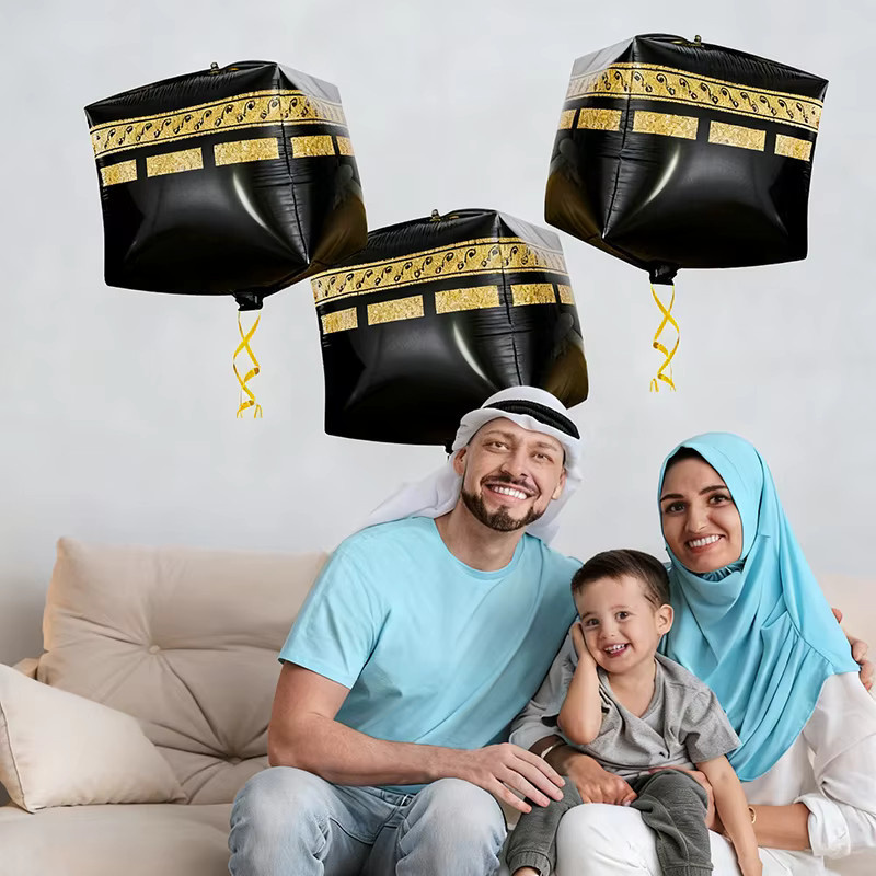 ZQNYCY Ramadan Kareem Eid Mubarak Aluminiumfolienballons in Schwarz für orientalische Partydekoration - Bild 3