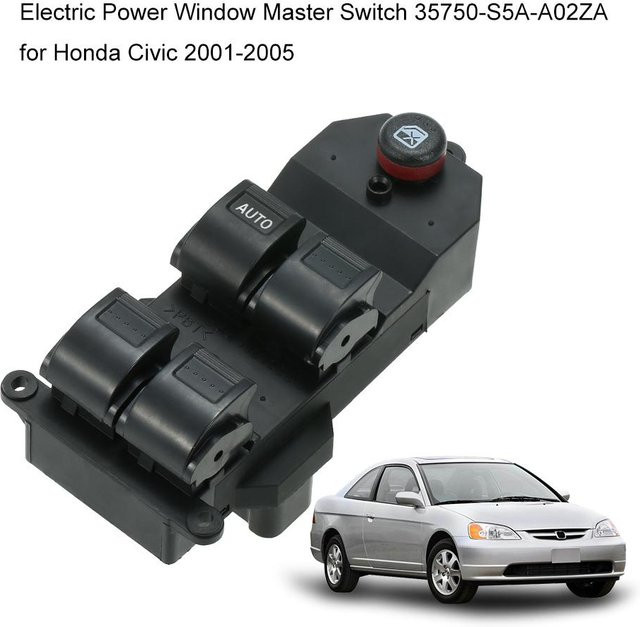 VehicleKit Hauptschalter für elektrische Fensterheber 35750-S5A-A02ZA für Civic 2001–2005 grau/schwarz - Bild 1