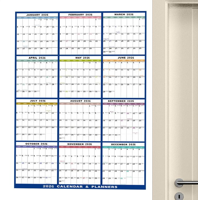 Wandkalender 2026 als trocken abwischbarer 12-Monats-Jahresplaner in Weiß, B: 58 cm, H: 88 cm - Bild 1